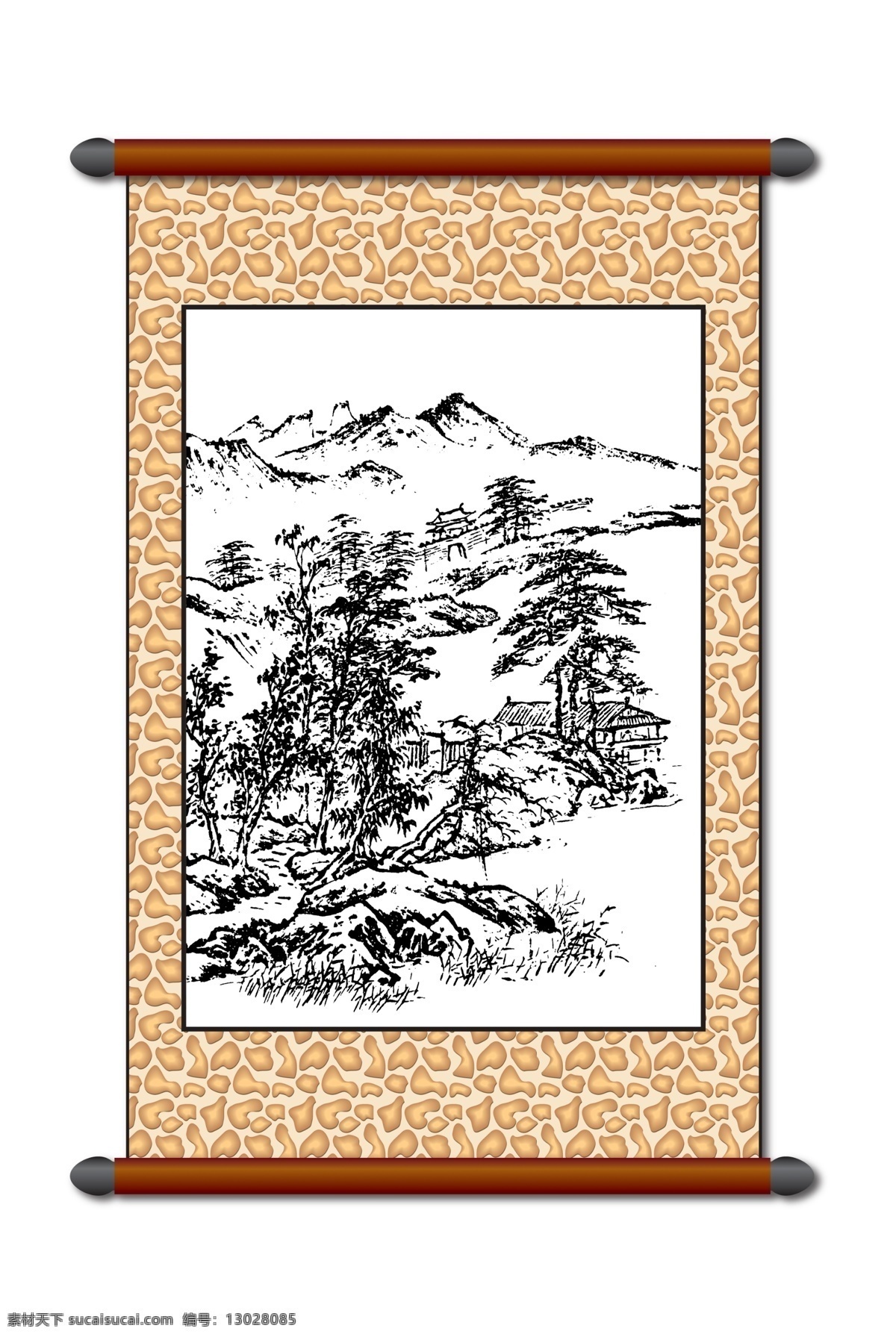 分层 白描 版画风景 传统画 房屋建筑 风景 风景画 工笔 模板下载 白描风景 山水画 树木 线描 美术 黑白稿 卷轴画 挂画 中国风 古画 艺术画 文化艺术 绘画书法 设计图库 源文件 家居装饰素材 山水风景画