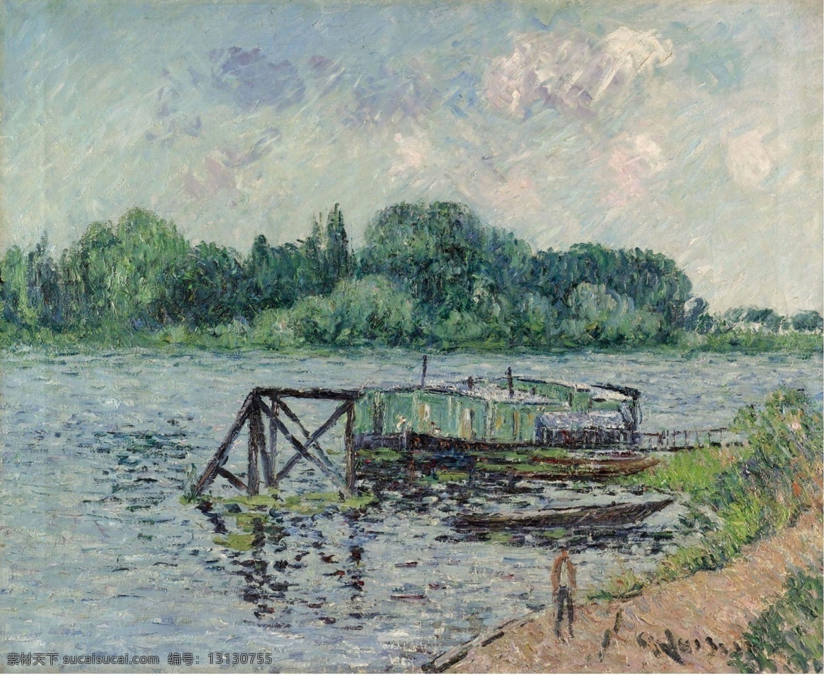 1906 大师 画家 风景画 静物 油画 建筑 装饰画 herblay at seine the on place laun loiseau gustave 人物 高清 西方 国外 现代 家居装饰素材