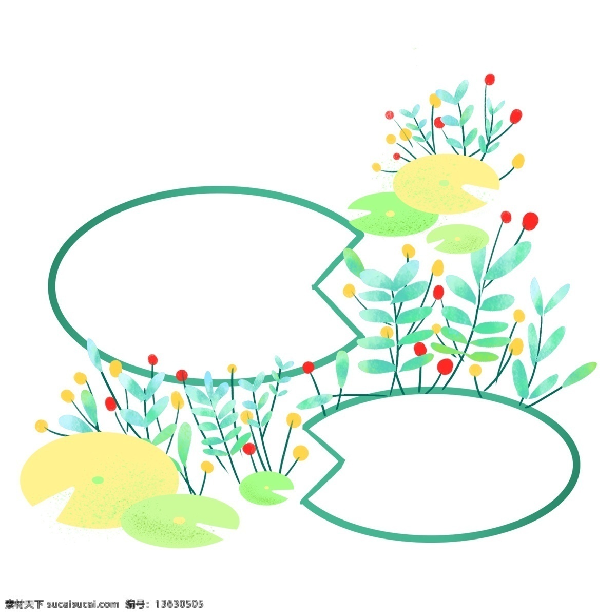 蓝色 花枝 卡通 插画 蓝色的花枝 框架 框子 框框 相框插画 卡通插画 简易相框 边框 漂亮的花枝