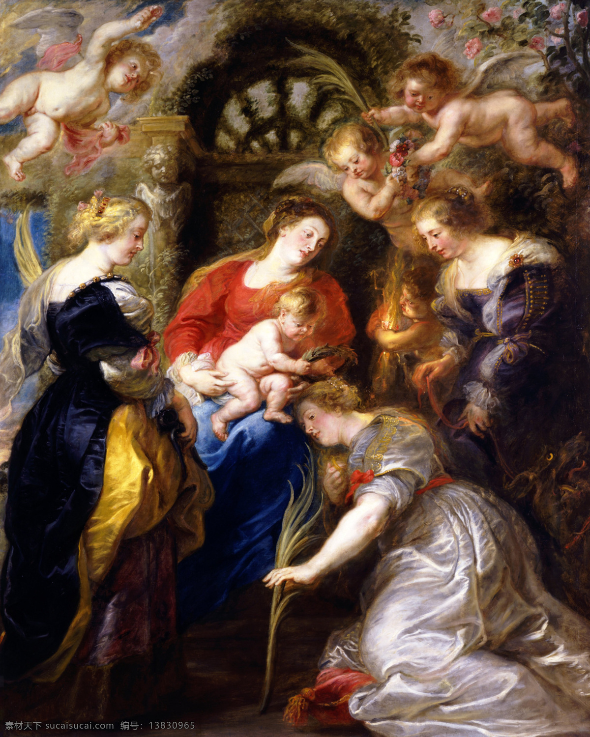圣凯瑟琳加冕 彼得保罗 鲁本斯 作品 西方古典油画 天使 巴洛克式 宗教艺术 圣母玛利亚 彼得 保罗 绘画书法 文化艺术