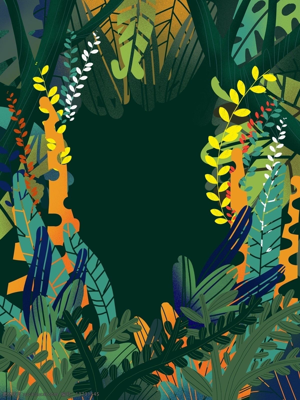 抽象 手绘 绿色植物 插画 背景 花卉背景 森系 小清新背景 植物背景 植物花卉 水彩背景 通用背景