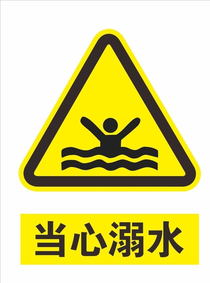 当心溺水 水深危险 当心 警示牌 矢量 可编辑 招贴设计