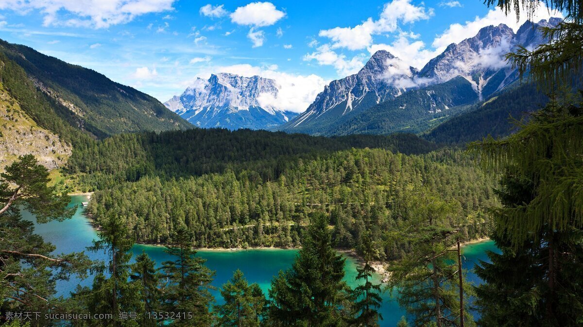 自然山水景观 森林 山水 蓝天白云 河水 自然景观 山水风景