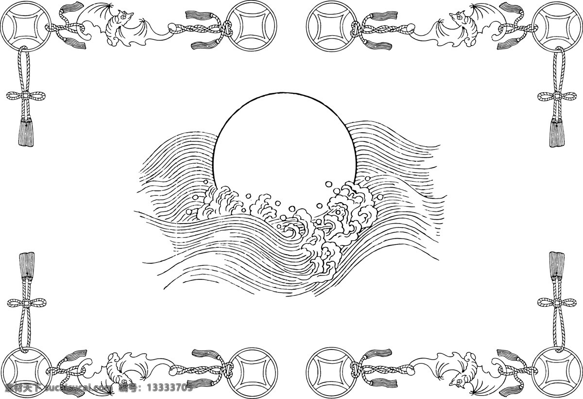 古代 铜钱 传统 图案 边框 底纹 花纹 吉祥物 中国 矢量图 其他矢量图