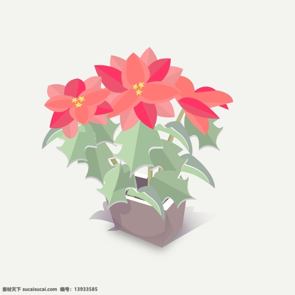 春节 应景 花卉 一品红 清新 简洁 图标 装饰 花朵 花 红色 盆栽 手绘 盆景 摆件 植物 春节应景 可爱花朵 可爱