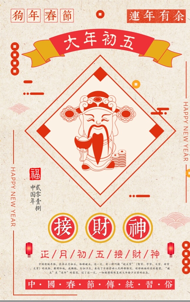 大年初五 迎 财神 主题 初五 迎财神 狗年快乐 回娘家 新年快乐 2018 恭贺新禧 happy new year 狗年吉祥 新年到 大年 简约 初一 初二 初四 初三 回家过年 团圆饭 年夜饭 过年 海报 展板模板