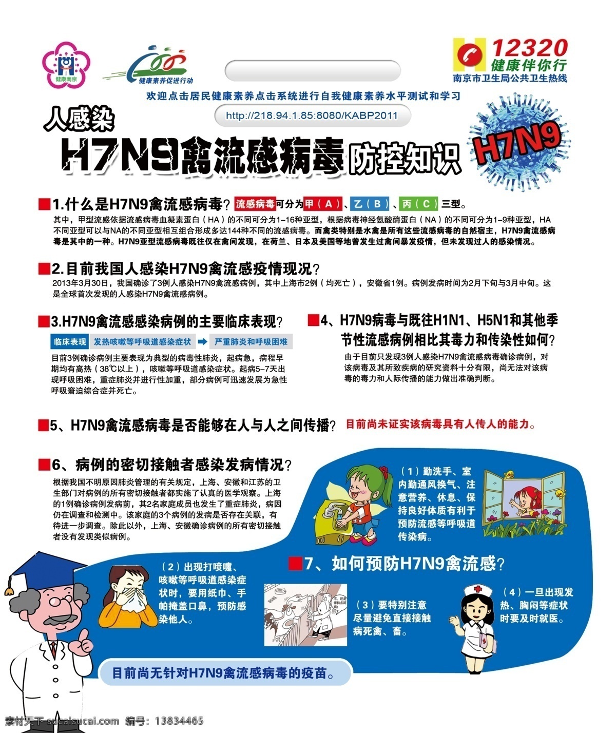 h7n9 禽流感 病毒 展板 病毒防控知识 传播途径 卡通医生 开窗通风 展牌 展板模板 广告设计模板 源文件