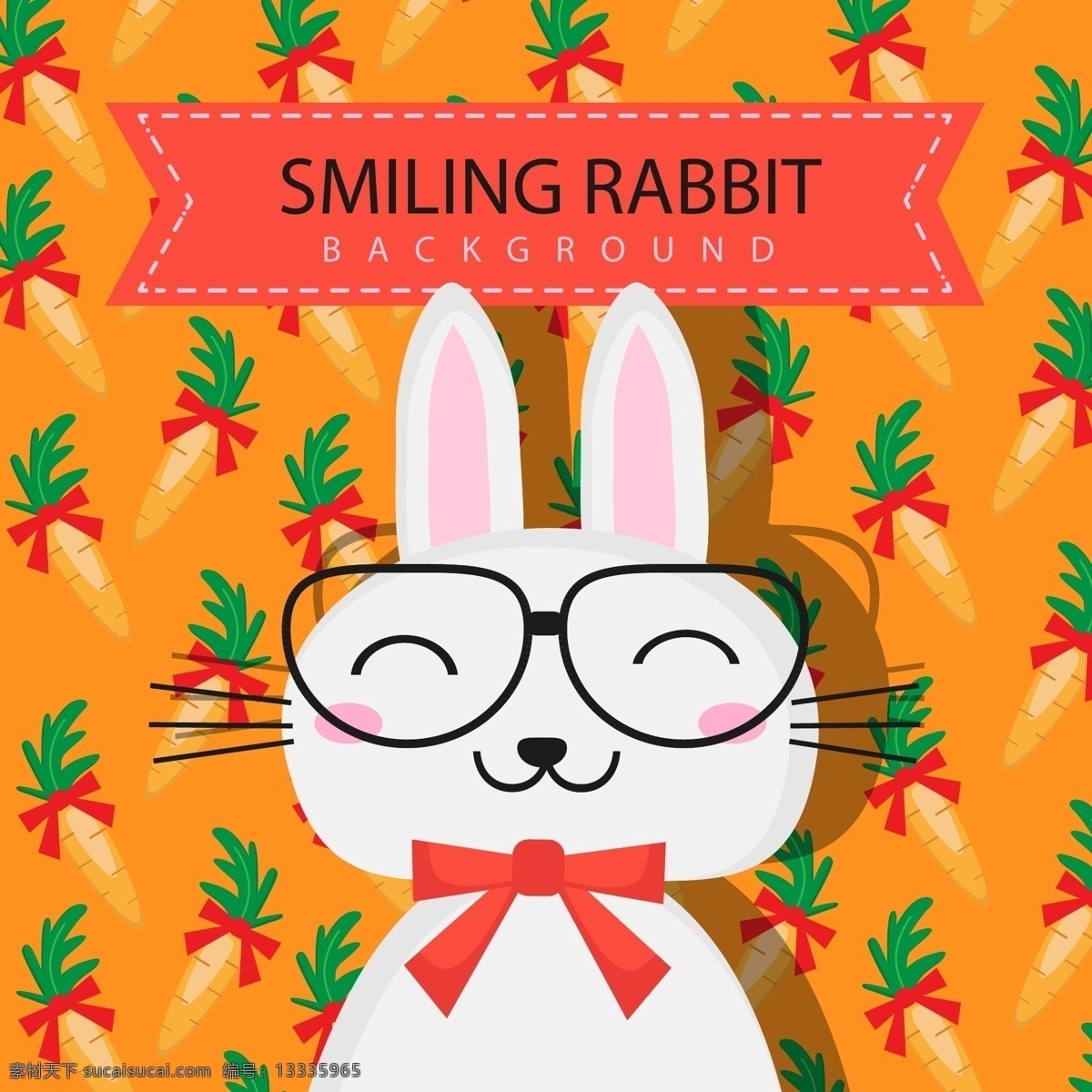 卡通 戴 眼镜 小 兔子 插画 动物 可爱 小兔子 戴眼镜