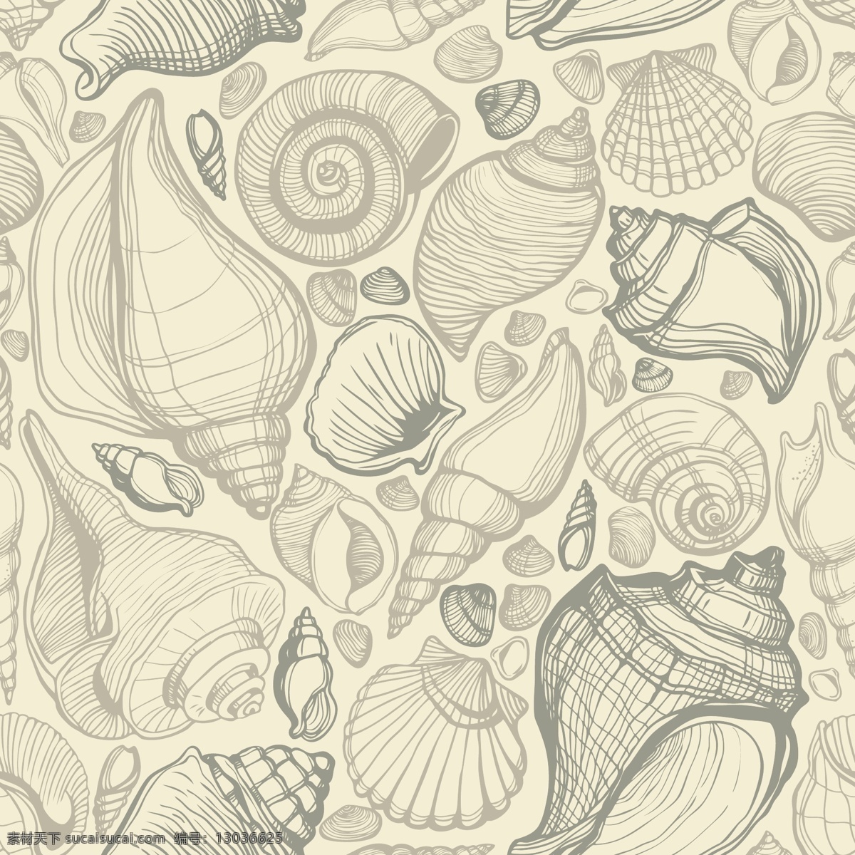 手绘 海洋生物 背景 海螺 贝壳 怀旧 海洋 生物 矢量 生物世界