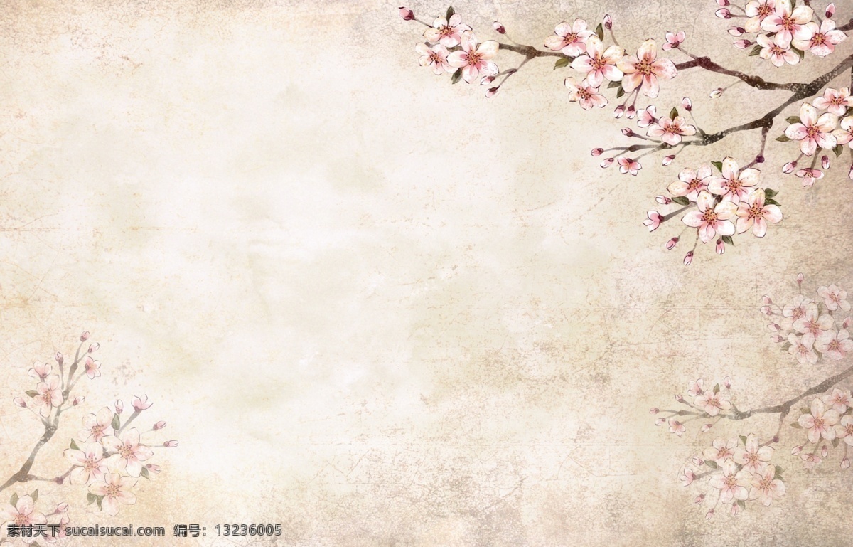 手绘 桃花 复古 背景 手绘艺术 花卉 分层 手绘花朵