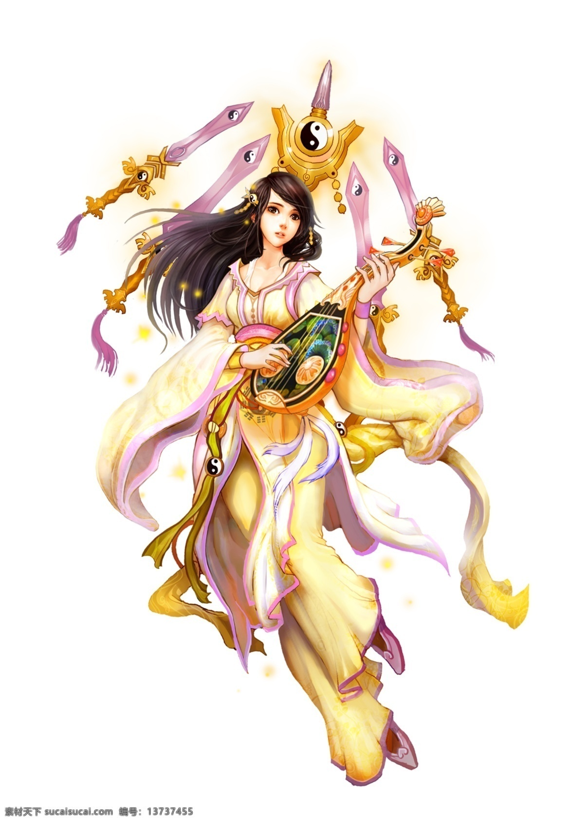 游戏角色 游戏人物 手游人物 网游角色 太极 乐器 手游美女 网游美女 名片卡片