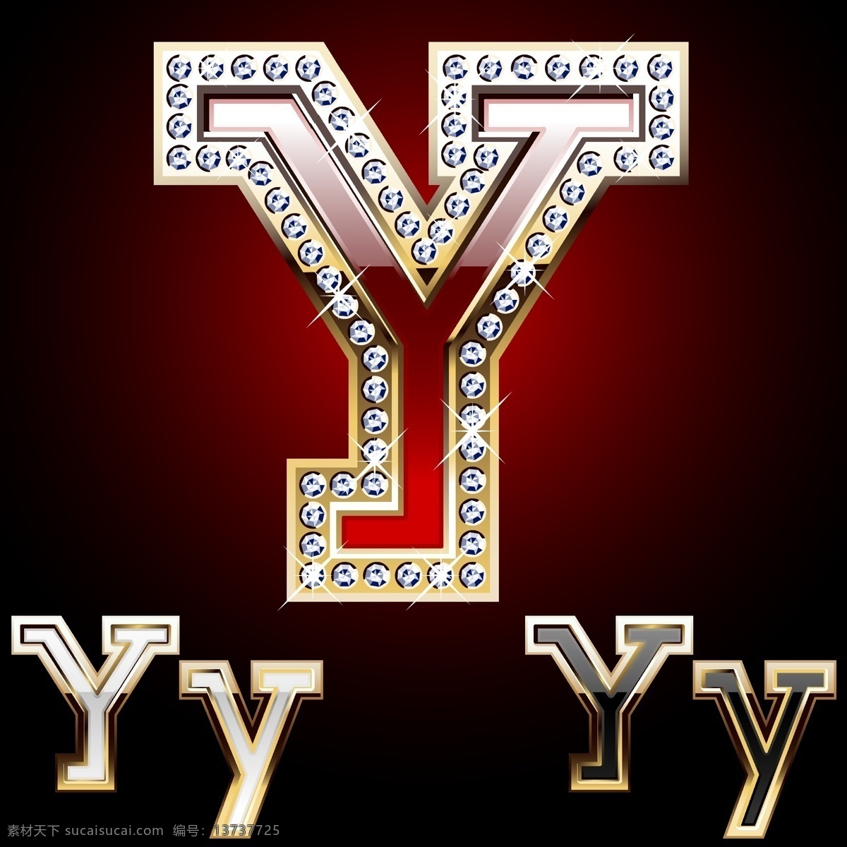 钻石 y 字母 英文字母 字母字体 华丽 闪眼 闪耀 符号 金色 金属 立体 金边 书画文字 文化艺术 矢量素材 黑色