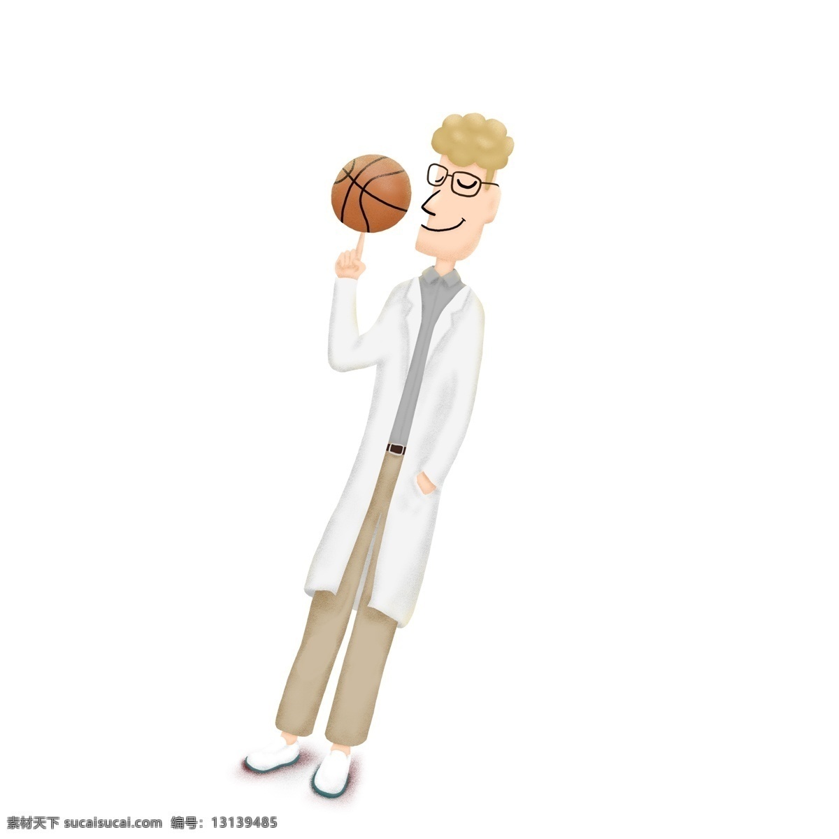 医生 篮球 手绘 人物 插画 运动 卡通 打篮球