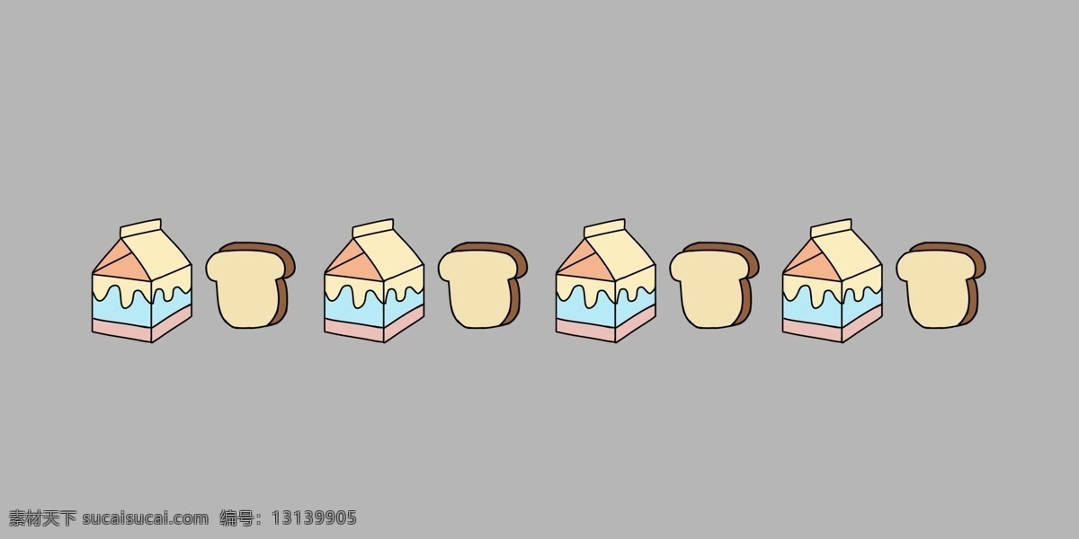 手绘 牛奶 面包 分割线 美味的牛奶 分割线插画 卡通的插画 手绘插画 好吃的面包 牛奶面包