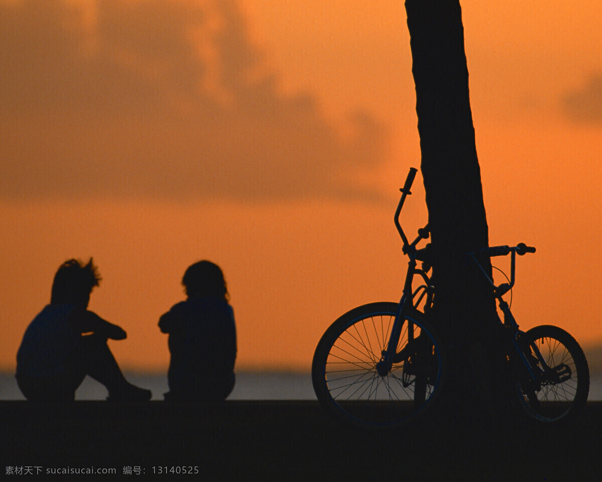 夏威夷 关岛 黄昏 人物剪影 摄影图库 树剪影 自然风景 自然景观 夏威夷关岛 psd源文件