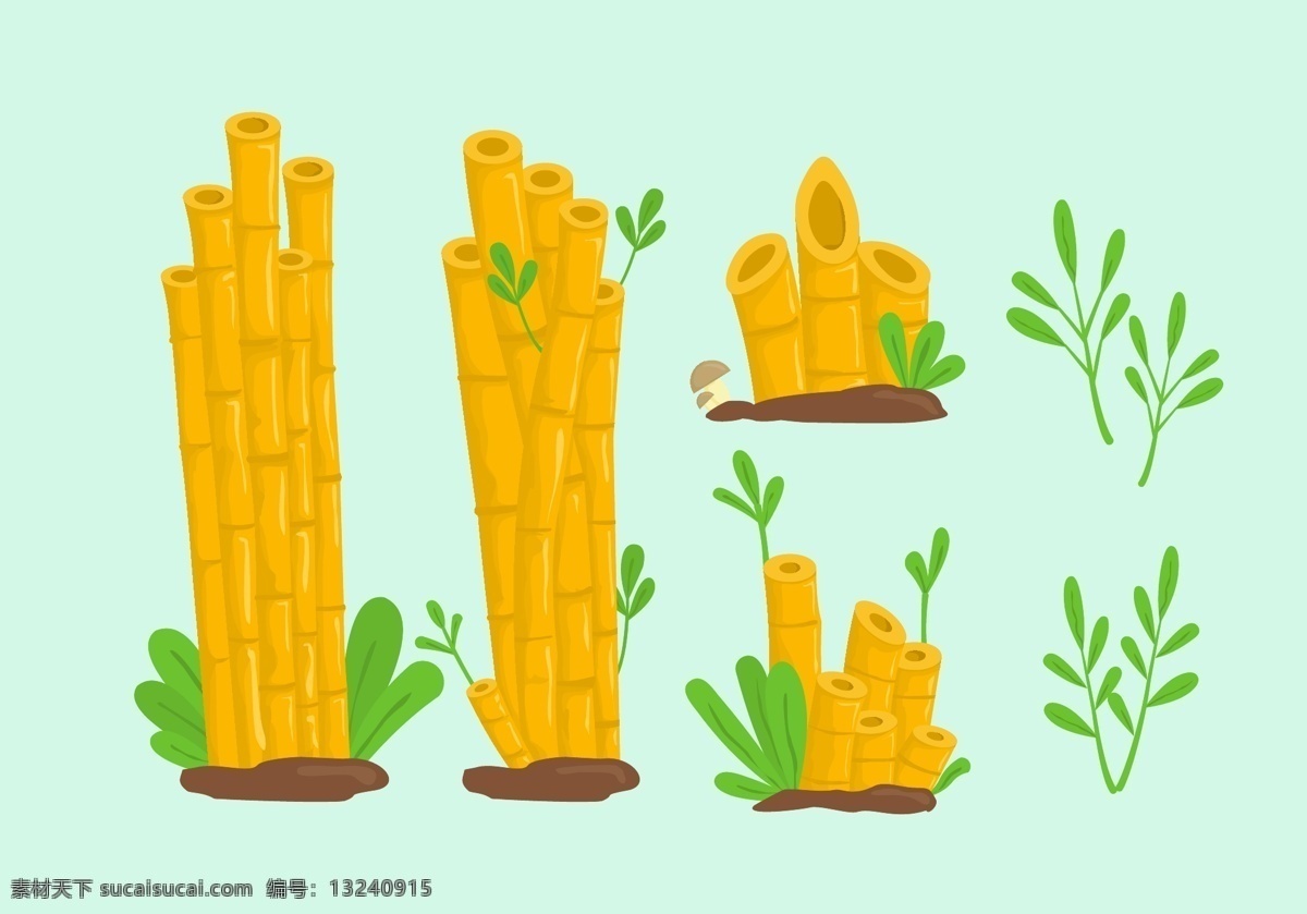 竹节矢量素材 植物 叶子 竹节 矢量素材