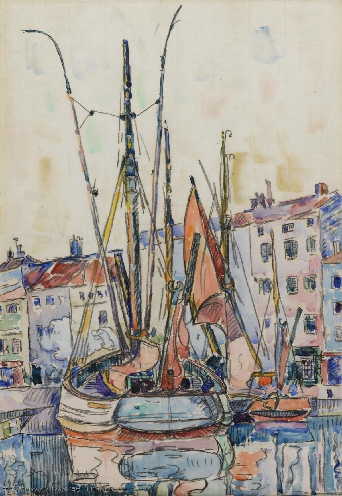 1920 大师 画家 风景画 静物 油画 建筑 装饰画 roshelle la of port signac paul 人物 高清 西方 国外 现代 家居装饰素材
