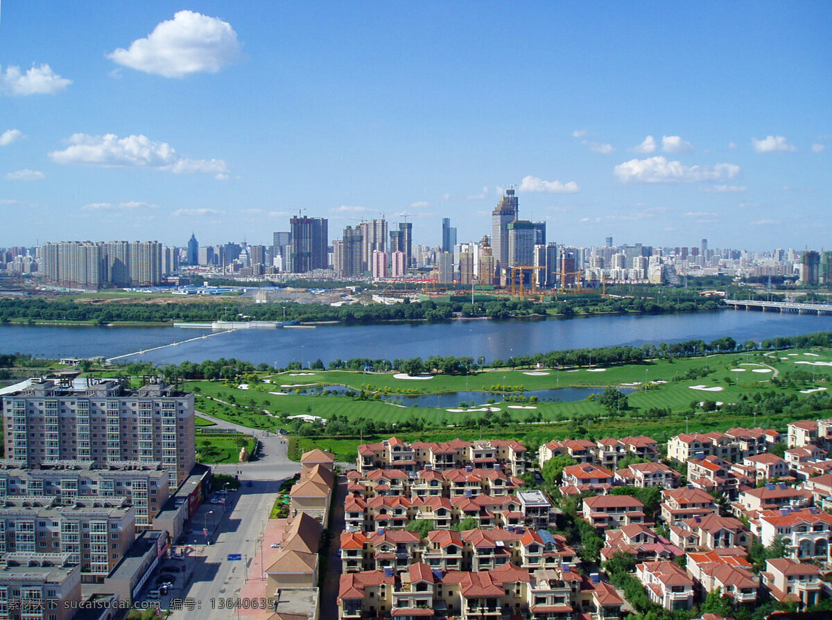 沈阳全景 河流 城市 楼房 蓝天 白云 建筑 绿树 城市风景 建筑摄影 建筑园林