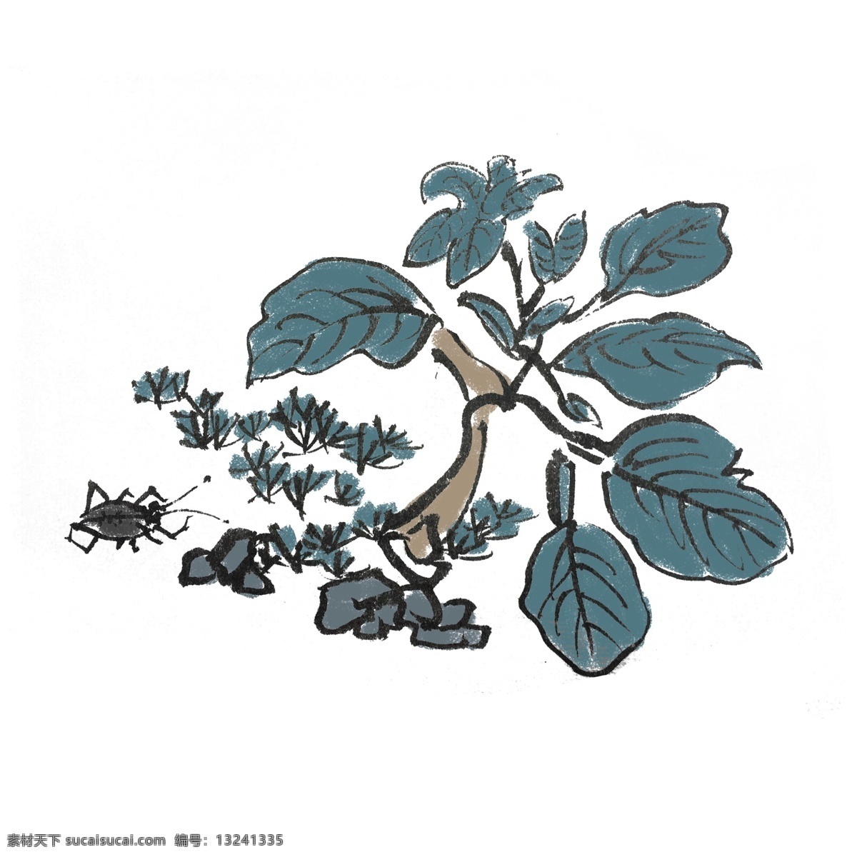 中国 风 水墨 花草 昆虫 手绘 插画 中国风 动物 古风 水墨风 墨迹 夏季 彩色 春天 生动 国风 国画 花鸟 小景