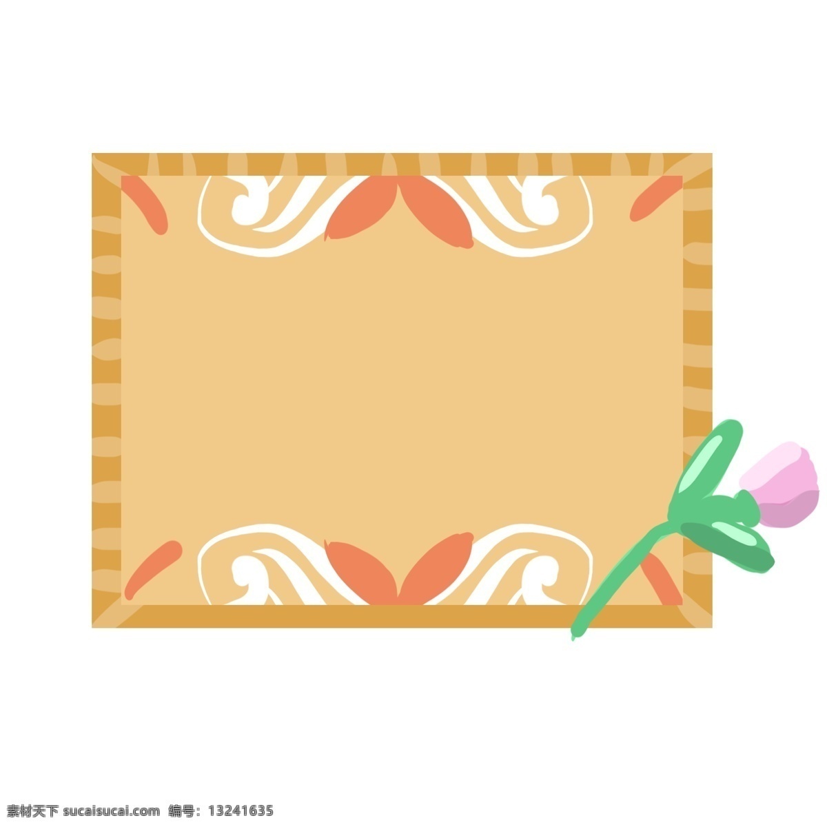 花枝 装饰 卡通 边框 黄色 花纹