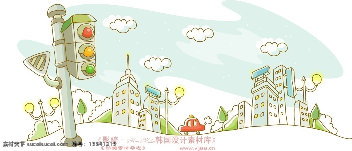 线条 城市 风景 hanmaker 韩国 设计素材 库 线条城市风景 卡通 漫画 手绘 矢量图 建筑家居