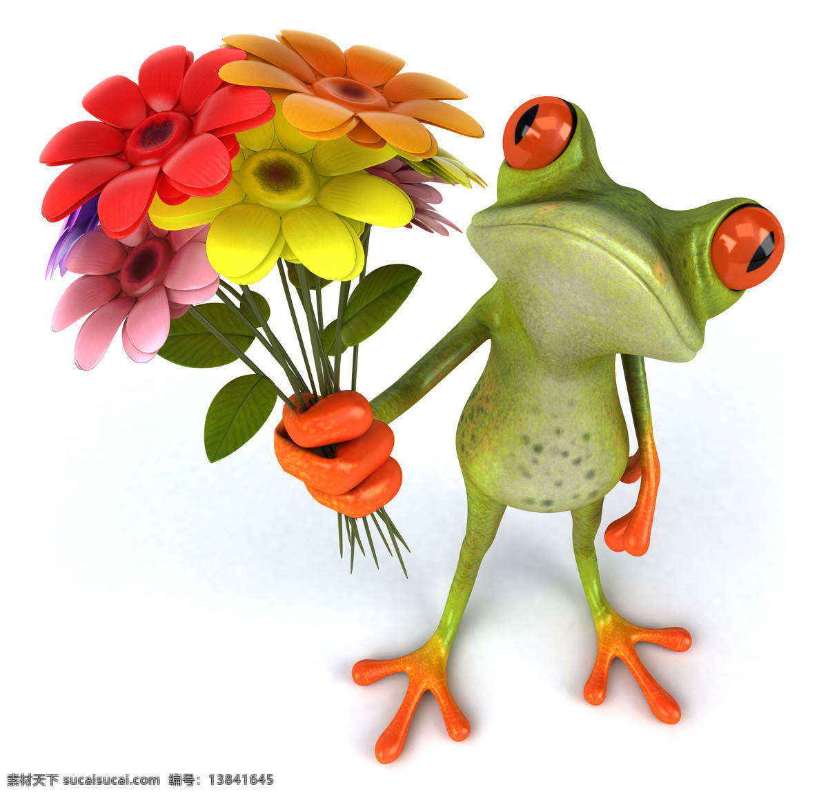 3d 青蛙 3d设计 爱情 花卉 情人节 生物世界 鲜花 3d青蛙 示爱 野生动物 3d模型素材 其他3d模型