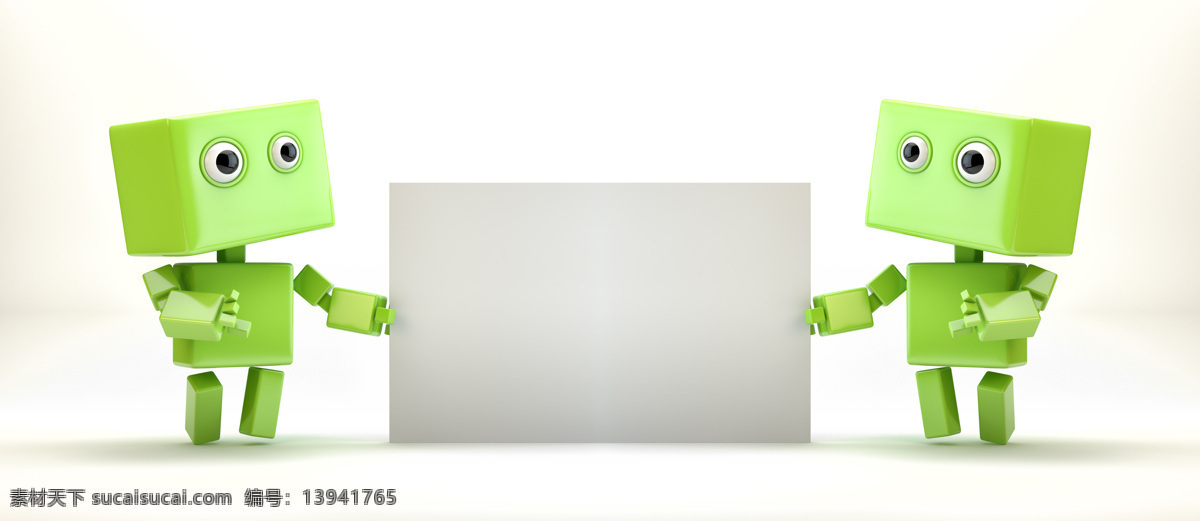 白板 安卓 小人 广告牌 立体小人 3d小人 绿色小人 安卓系统 漫画插画 文化艺术