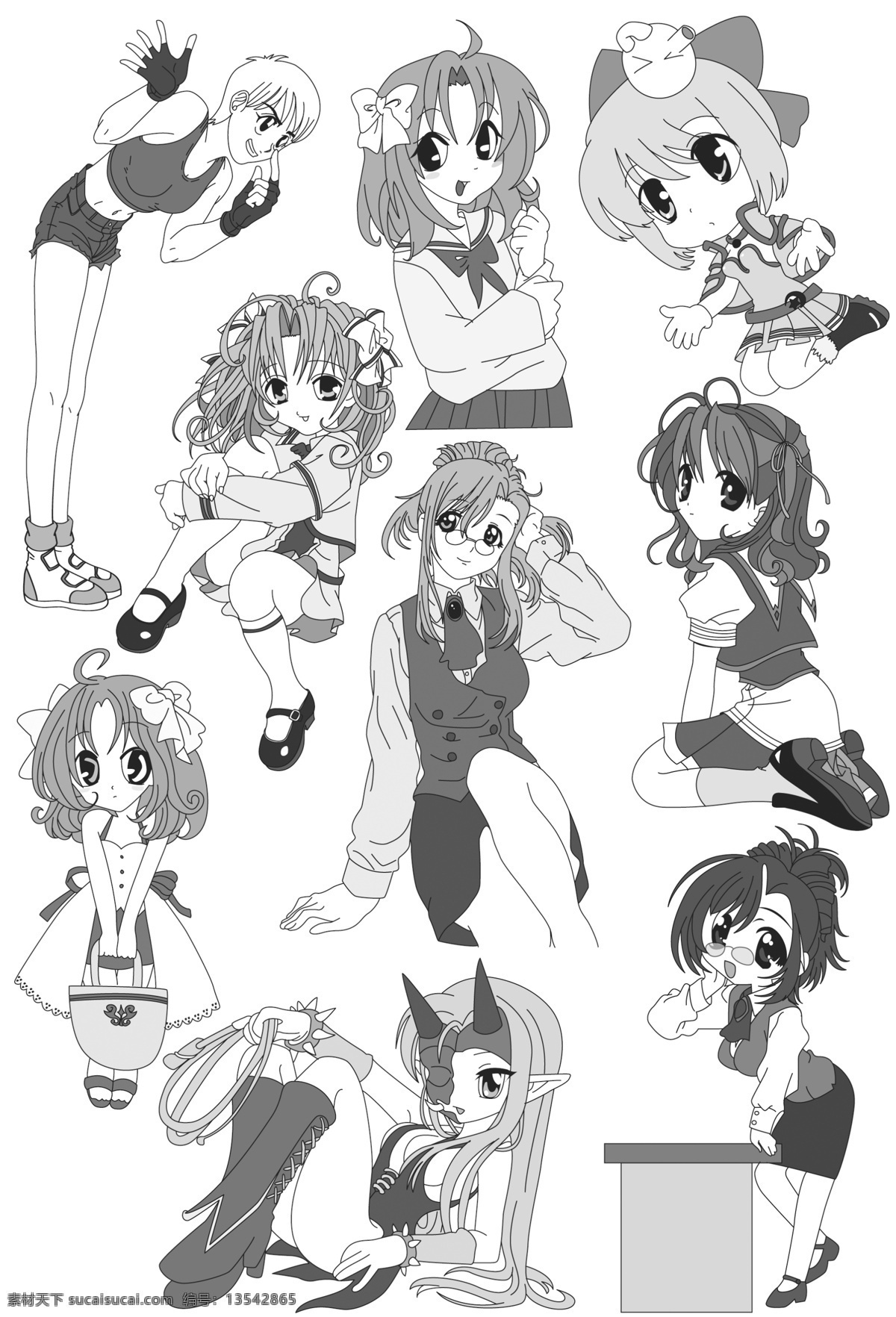 白描 动漫动画 动漫人物 黑白插画 卡通 卡哇伊 可爱 漫画 黑白 线 稿 设计素材 模板下载 漫画黑白线稿 手绘 线稿 人物线稿 手绘线稿 美少女 日本 时尚 性感 少女 动漫 插画 人物篇 插画集