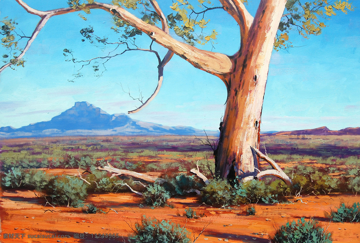 大树 风景 风景画 挂画 绘画 绘画书法 景色 蓝天 油画 澳大利亚 风光 设计素材 模板下载 澳大利亚风光 油画风景 艺术 油画艺术 树木 沙漠 山峦 山脉 西方油画 欧美油画 油画作品 文化艺术 装饰素材 山水风景画