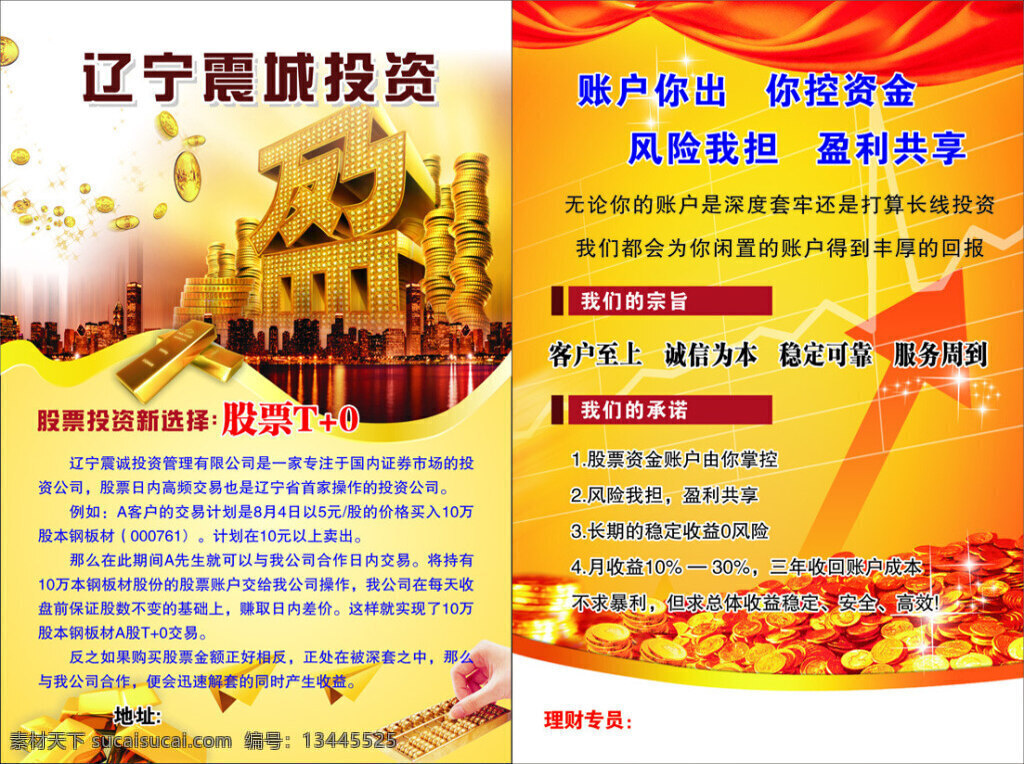 理财 金融 宣传单 投资 盈 股票 金币