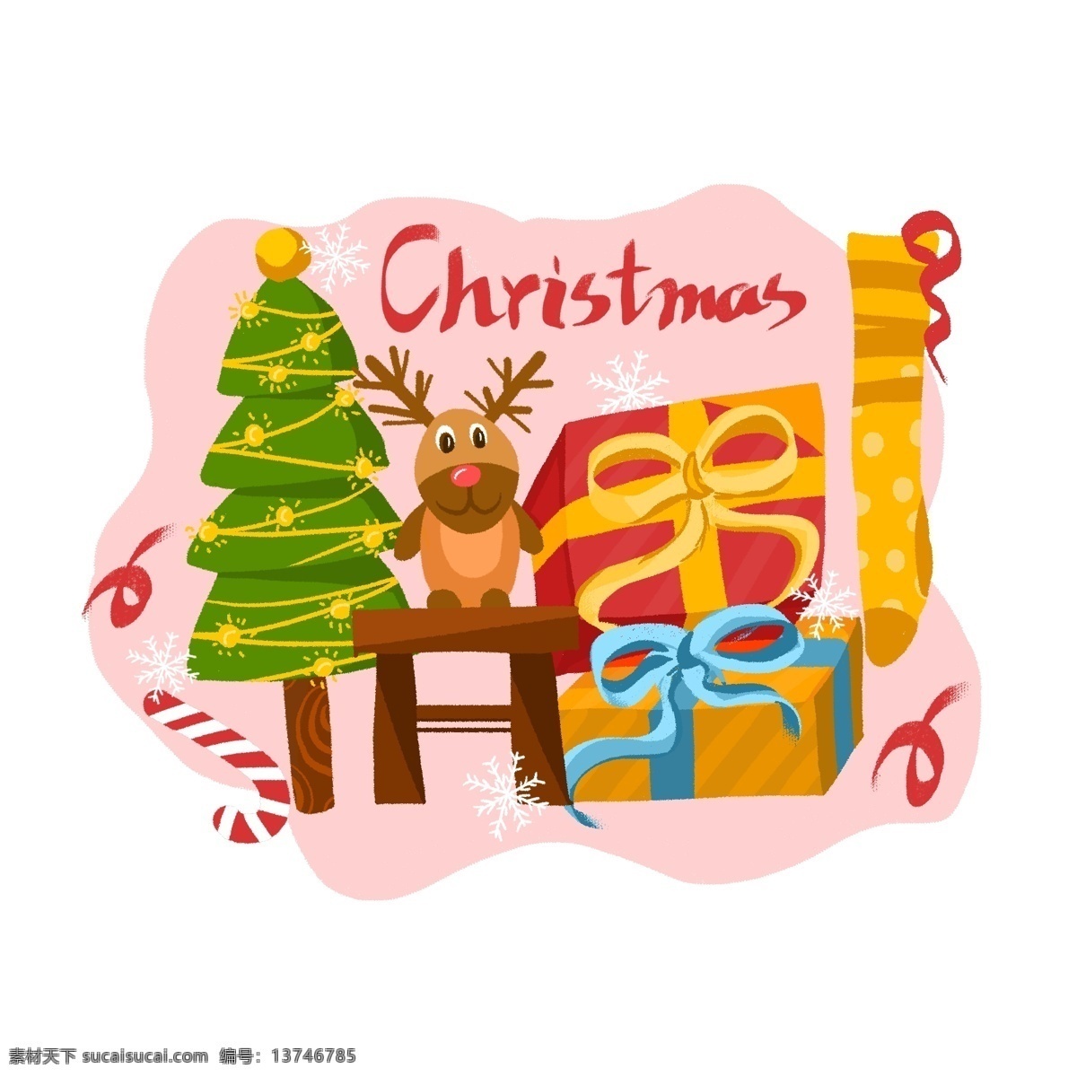 原创 手绘 可爱 风 麋鹿 圣诞树 圣诞节 礼物 盒 袜子 手绘风 可爱风 圣诞礼物盒 插画元素