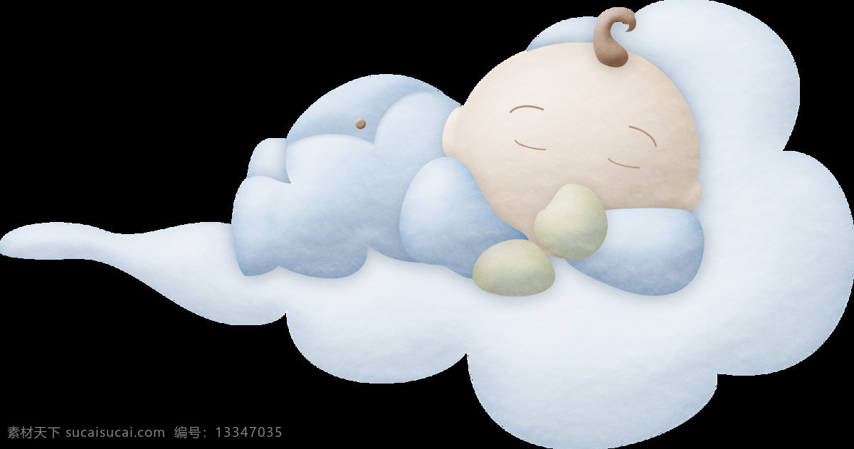 手绘 云朵 婴儿 元素 卡通 熟睡 免抠