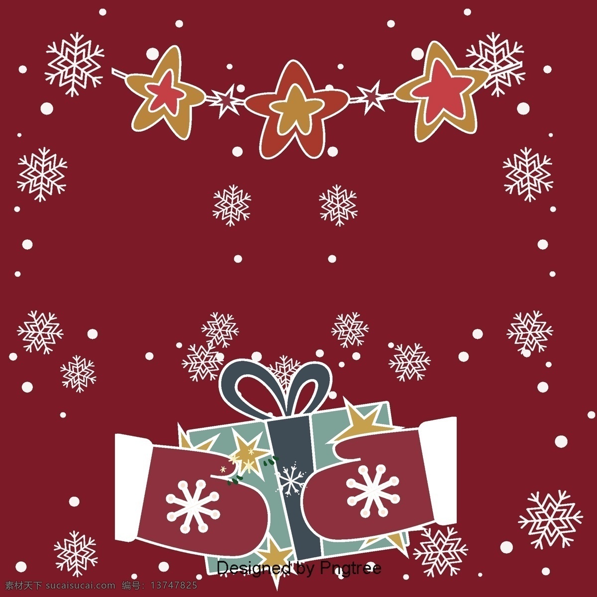 冬季 圣诞节 礼物 明星 创作 背景 红 雪 手套 圣诞 祝 圣诞快乐