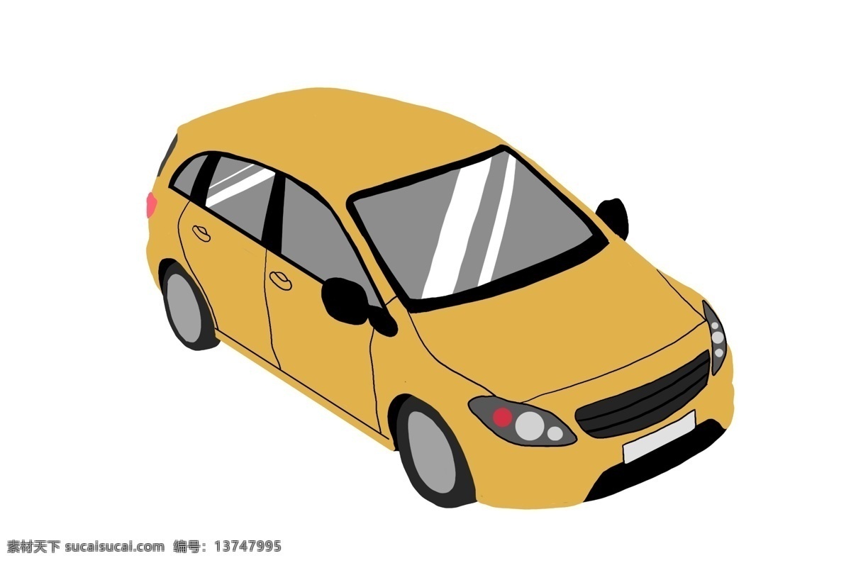 橙色 小型 轿车 插画 小型轿车 机动车 简约 车灯 卡通轿车 玻璃 车床 高档汽车 自驾汽车
