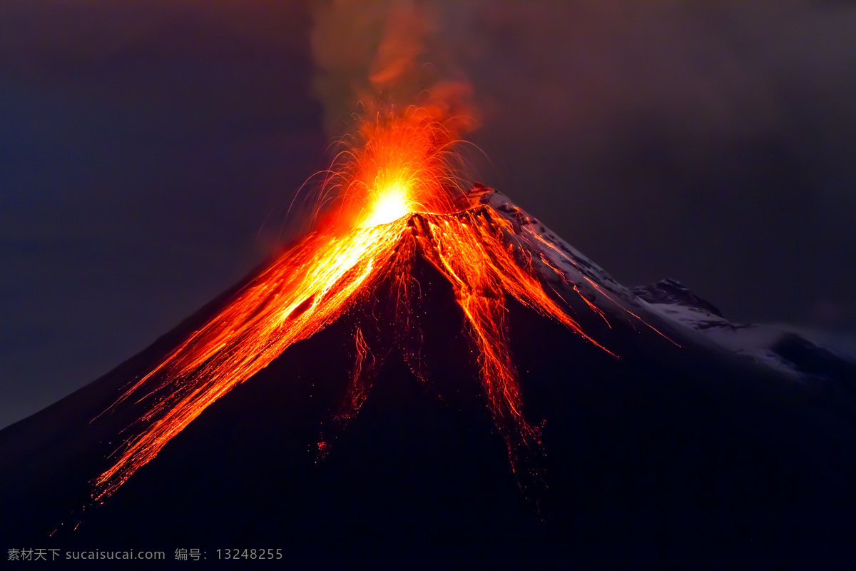 火山爆发 熔岩 岩浆 火山灰 火山口 火焰 高温 融化 山顶 灾难 自然景观 自然风景