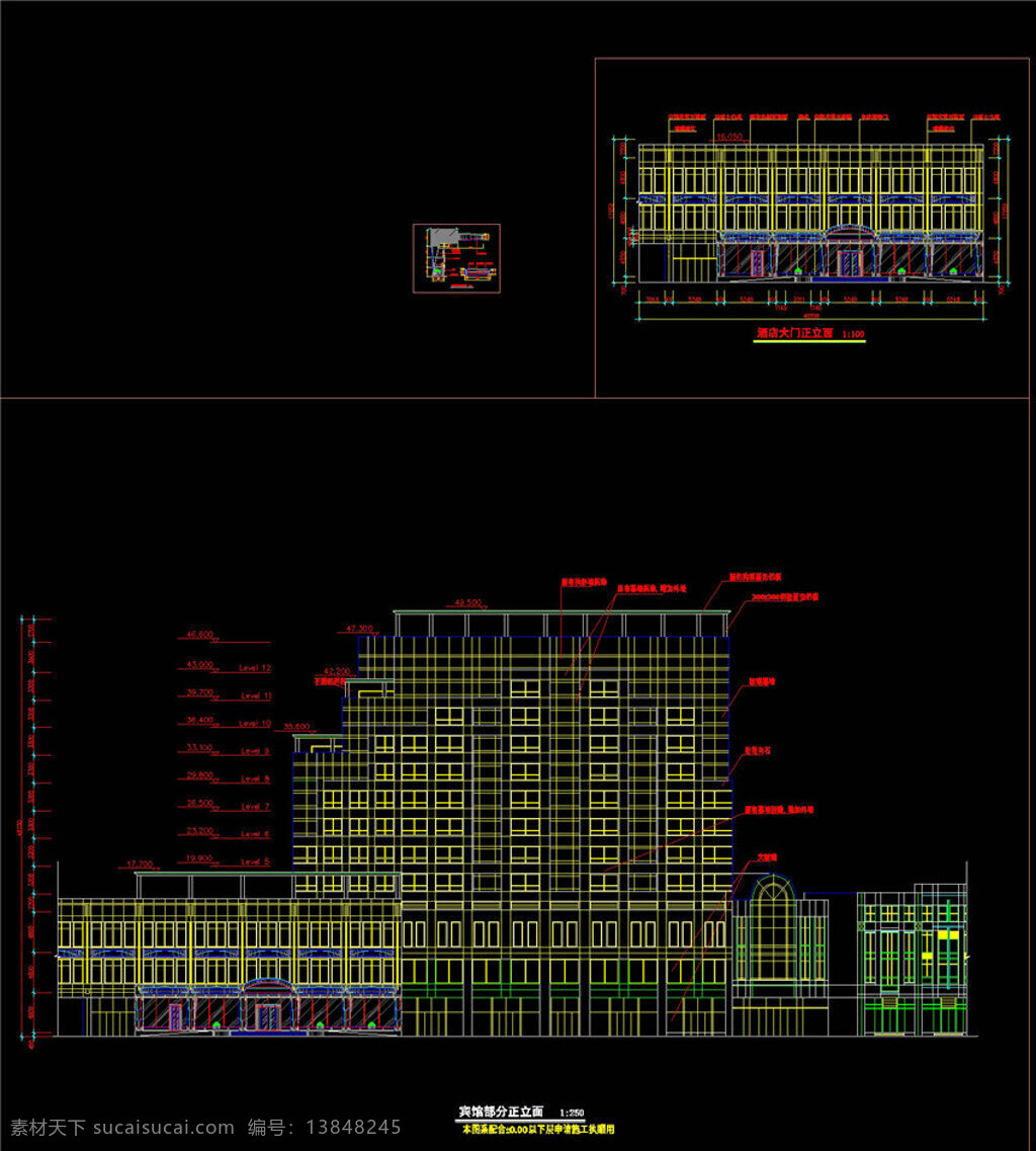 外 立面 cad 图纸 豪华别墅 cad图纸 施工图 经典别墅 工程图 装潢 装潢设计 装潢图纸 建筑 建筑图纸 dwg 黑色