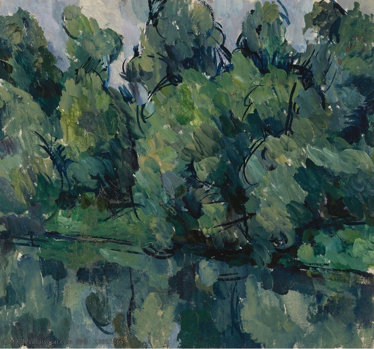 1921 大师 画家 风景画 静物 油画 建筑 装饰画 lake by trees konchalovsky petr 人物 高清 西方 国外 现代 家居装饰素材