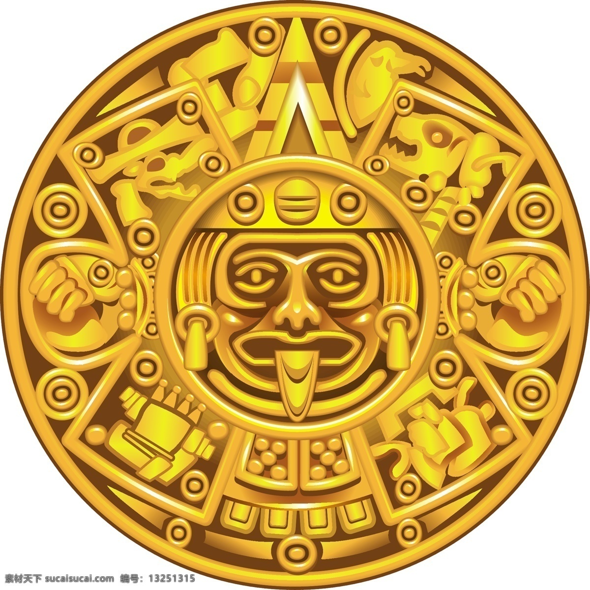 玛雅人 日历 板金 黄金 玛雅 板 向量 自由 矢量图 金 其他矢量图