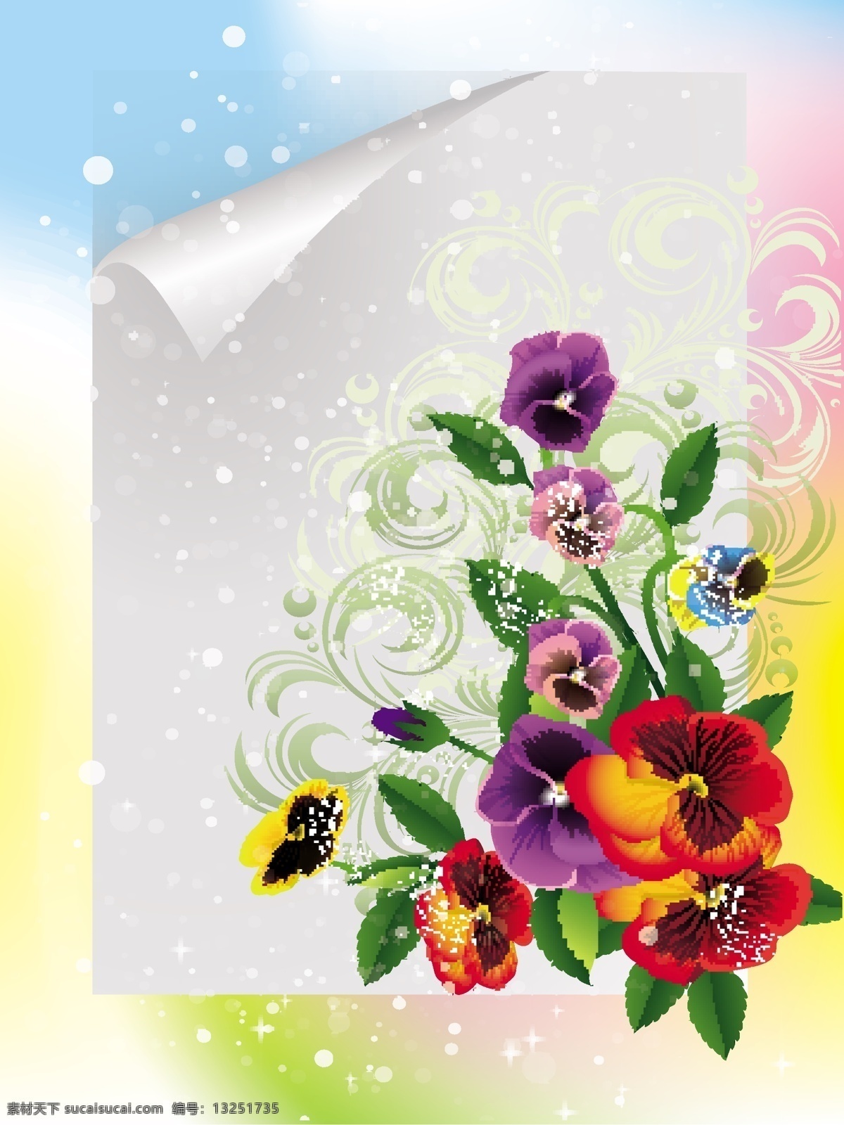 矢量 绚丽 花朵 纸张 背景 花卉 花纹 美丽 矢量素材 矢量图 花纹花边