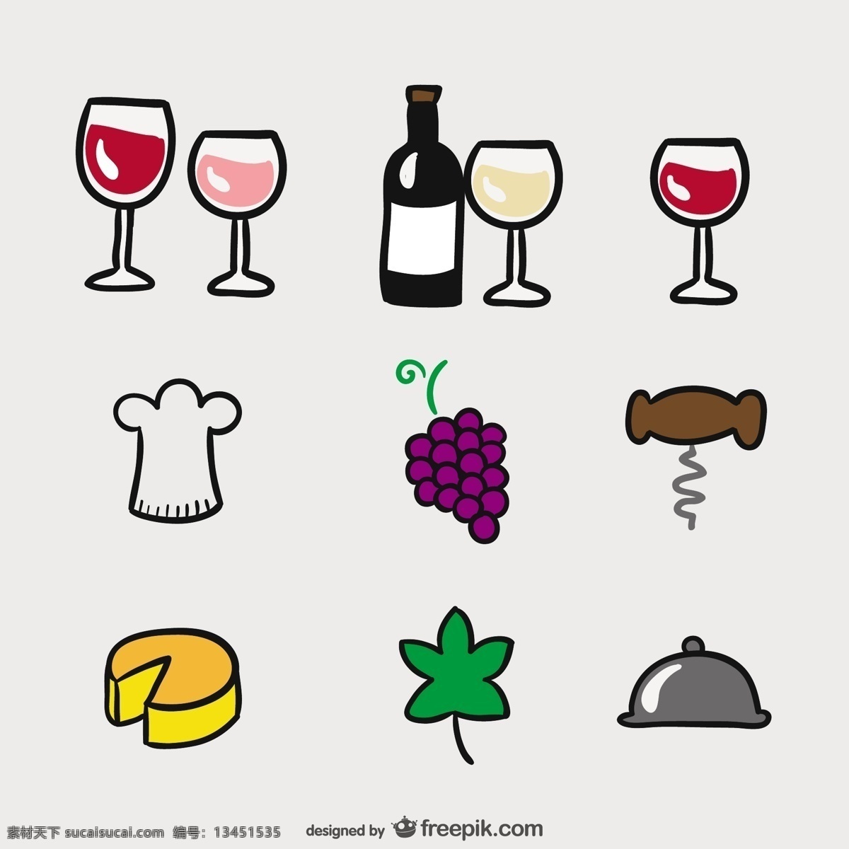 卡通偶像 图标 手 餐厅 葡萄酒 卡通 手画 眼镜 瓶子 玻璃 杯子 绘画 奶酪 元素 葡萄 葡萄酒酒杯 葡萄酒瓶 手图标 图标集 白色