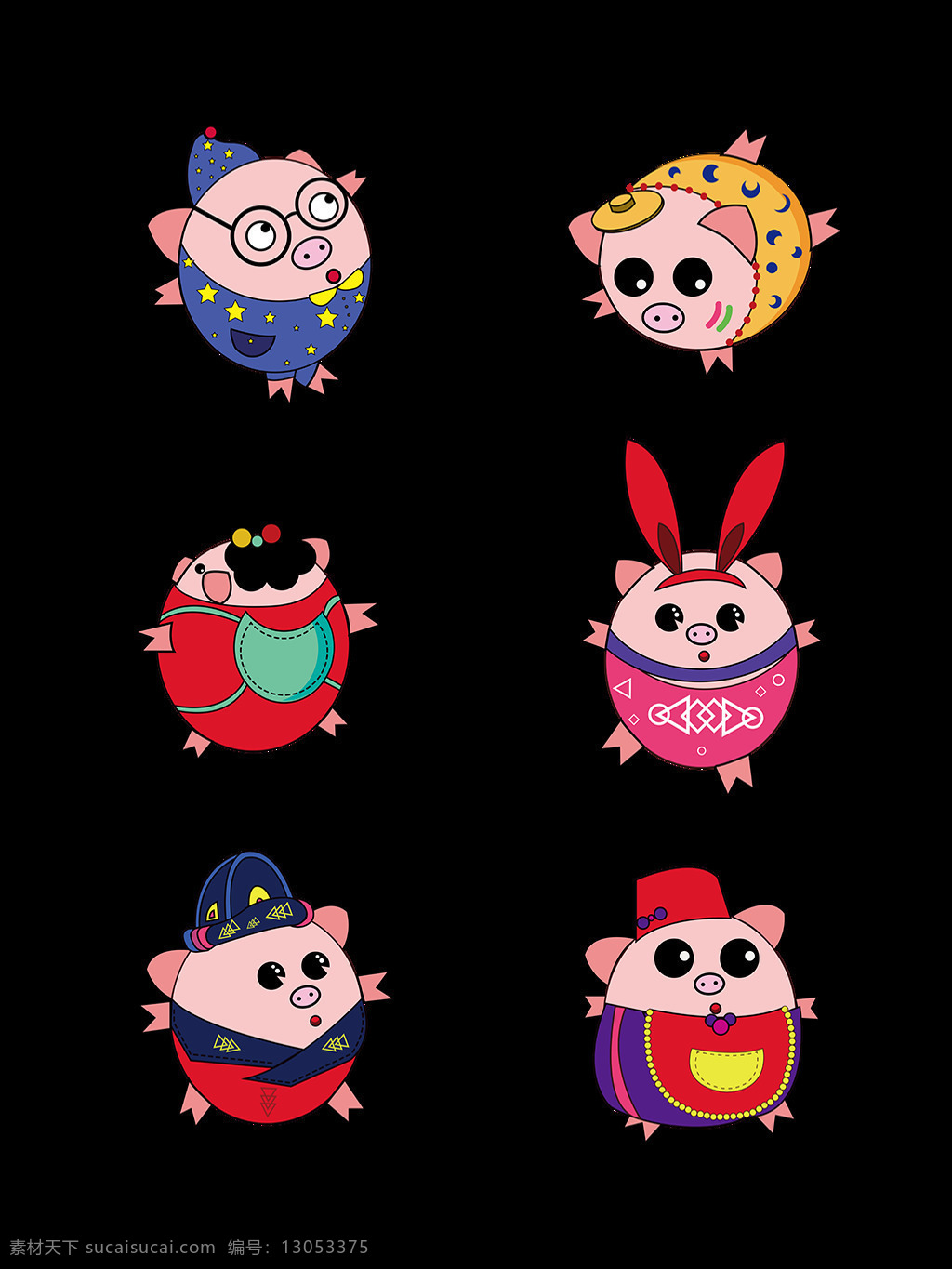 简约 小 猪 卡通 可爱 装饰 元素 卡通可爱 猪年 装饰元素 简约小猪 萌宠图案 卡通服装小猪