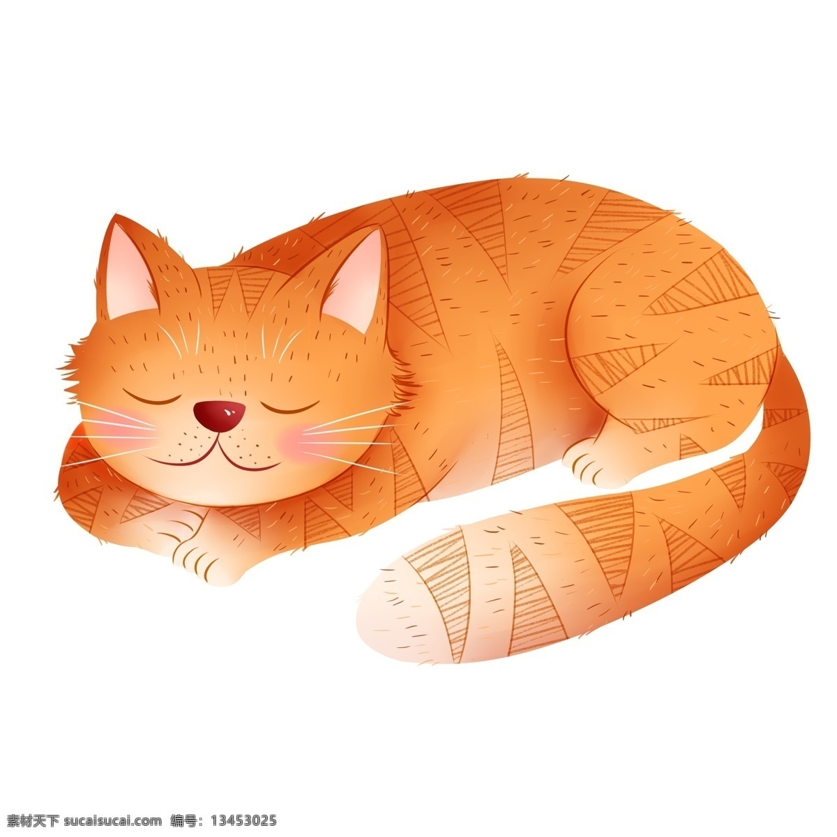 手绘 猫咪 动物 卡通 透明 装饰图案 宠物 可爱 猫猫 小猫 免抠素材 睡着
