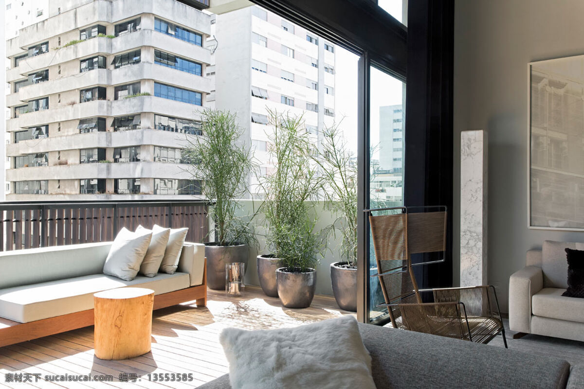 现代 时尚 客厅 阳台 纯色 长沙 发 室内装修 效果图 客厅装修 纯色沙发 木凳子 纯色沙发垫