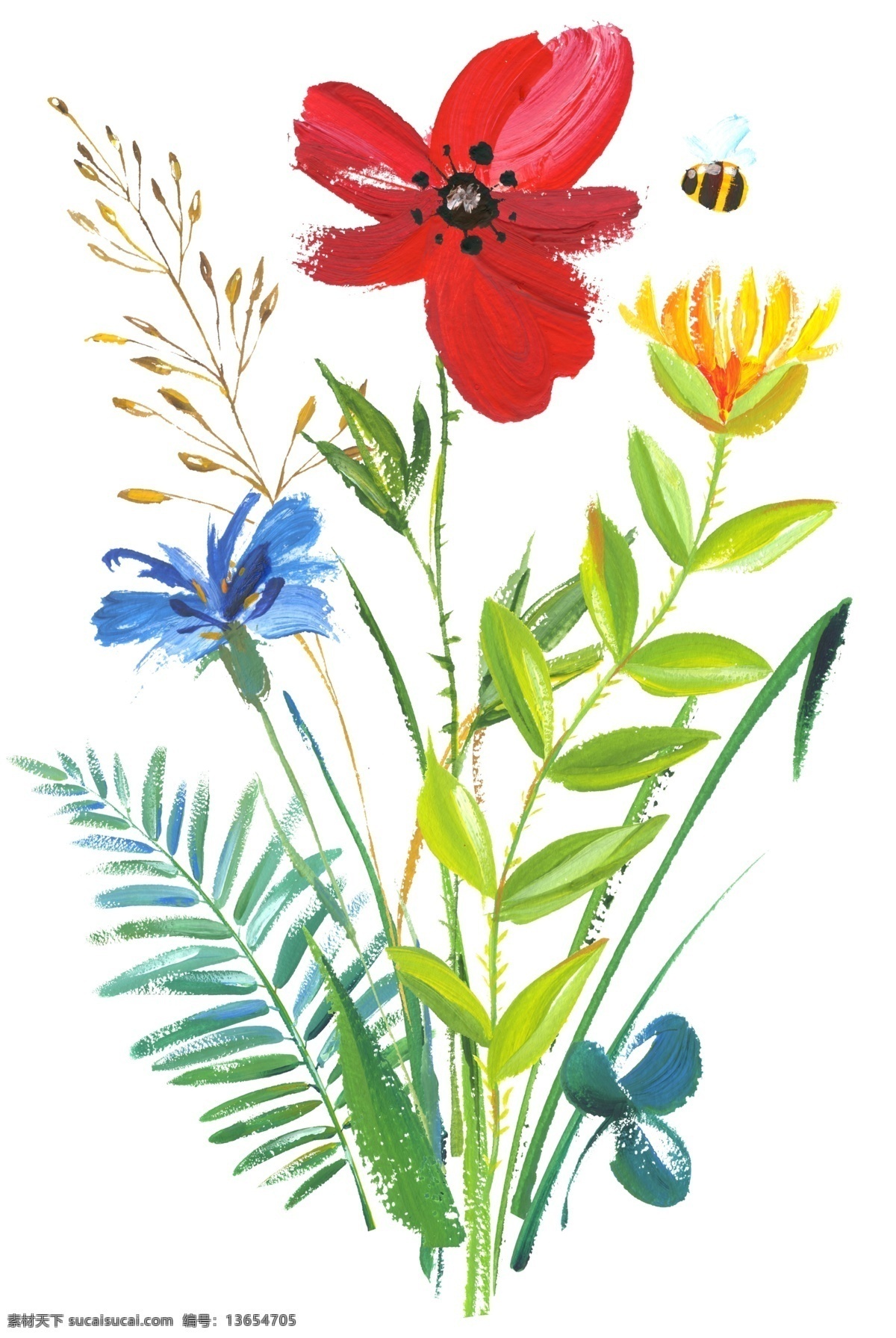 水彩花 手绘花 水墨花 花草 无框画 壁画 挂画 插画设计 复古花 生物世界