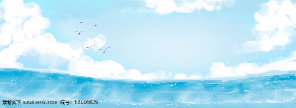 海洋 小清 新海 平面 背景 蓝天 蓝色 鸟
