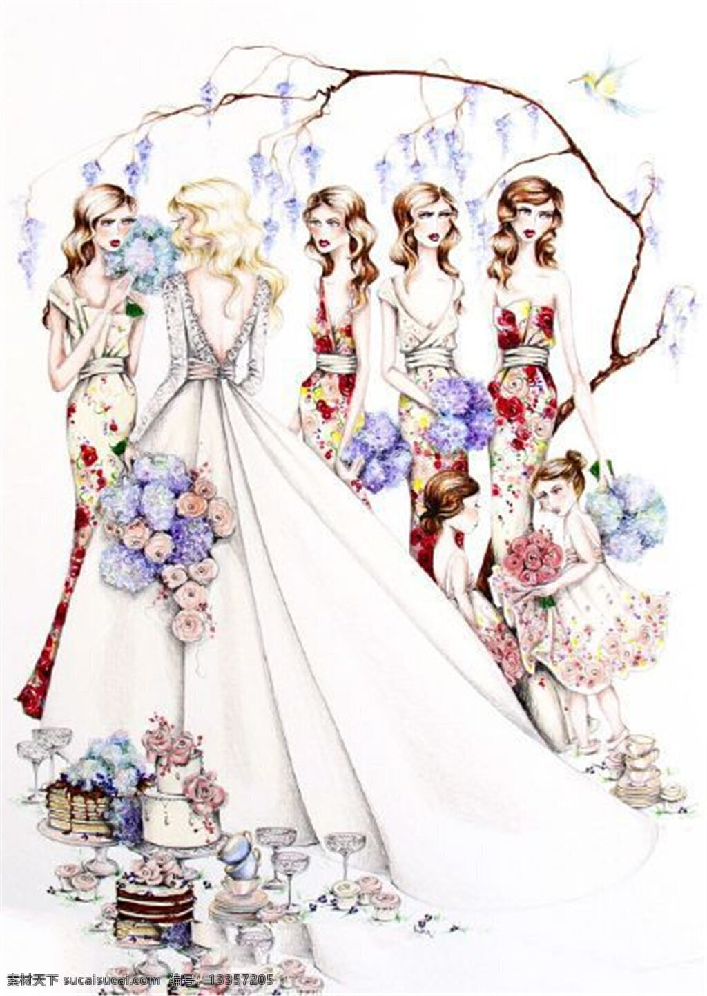 款 花朵 礼服 设计图 服装设计 时尚女装 职业女装 女装设计 效果图 短裙 服装 服装效果图 连衣裙 长裙 婚纱 手绘婚纱