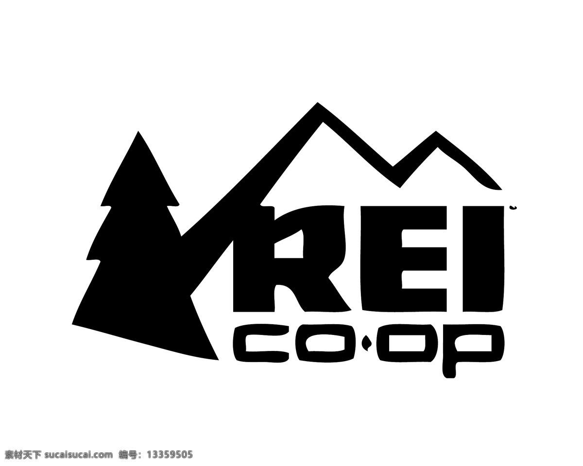 rei logo设计 黑色 美国 户外 山峰 白色