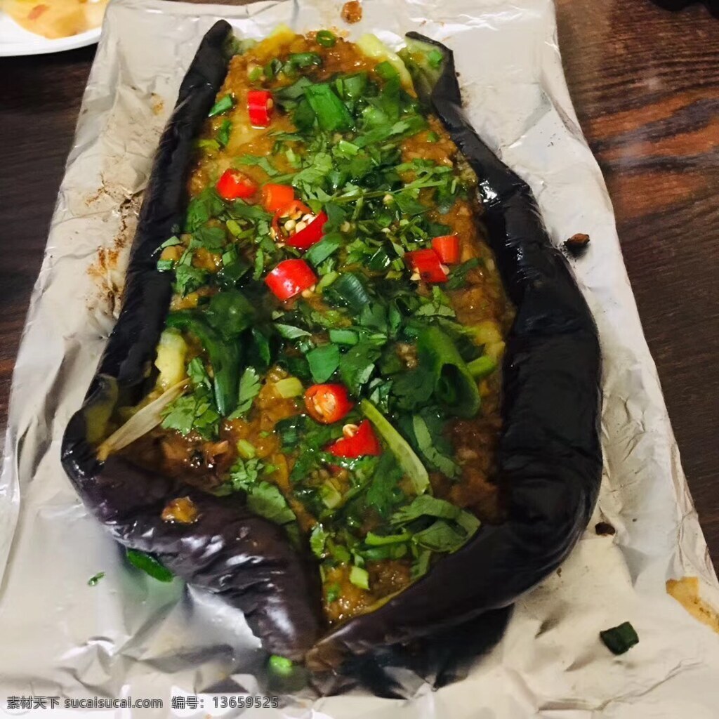 锡纸茄子 烧烤 茄子 特色 美食 烤茄子 餐饮美食 传统美食