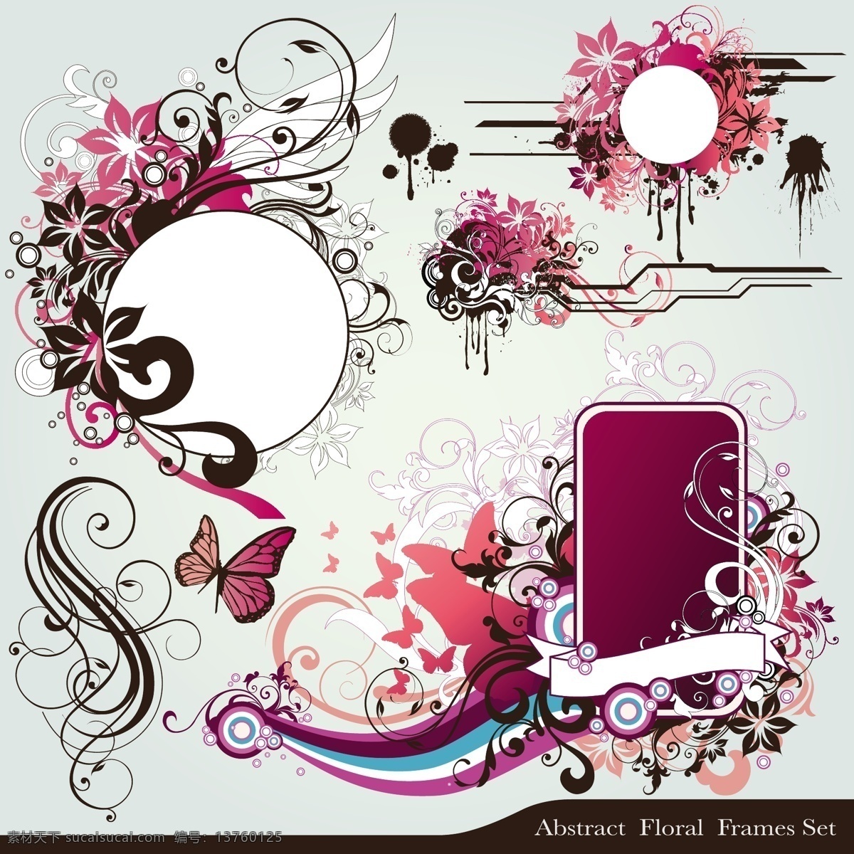 彩色 花纹 边框 　 花式 底纹 矢量图 花纹花边