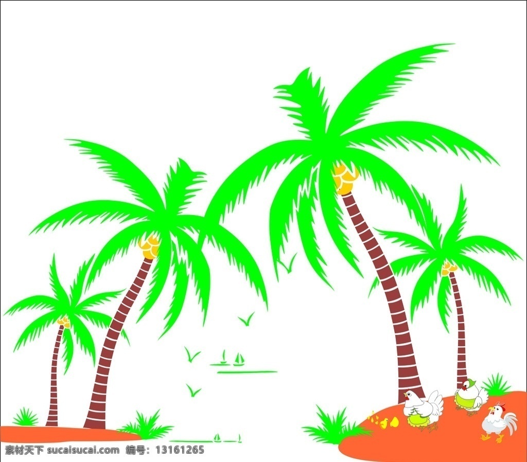 海南 椰子鸡 矢量图 海南风情 椰子树